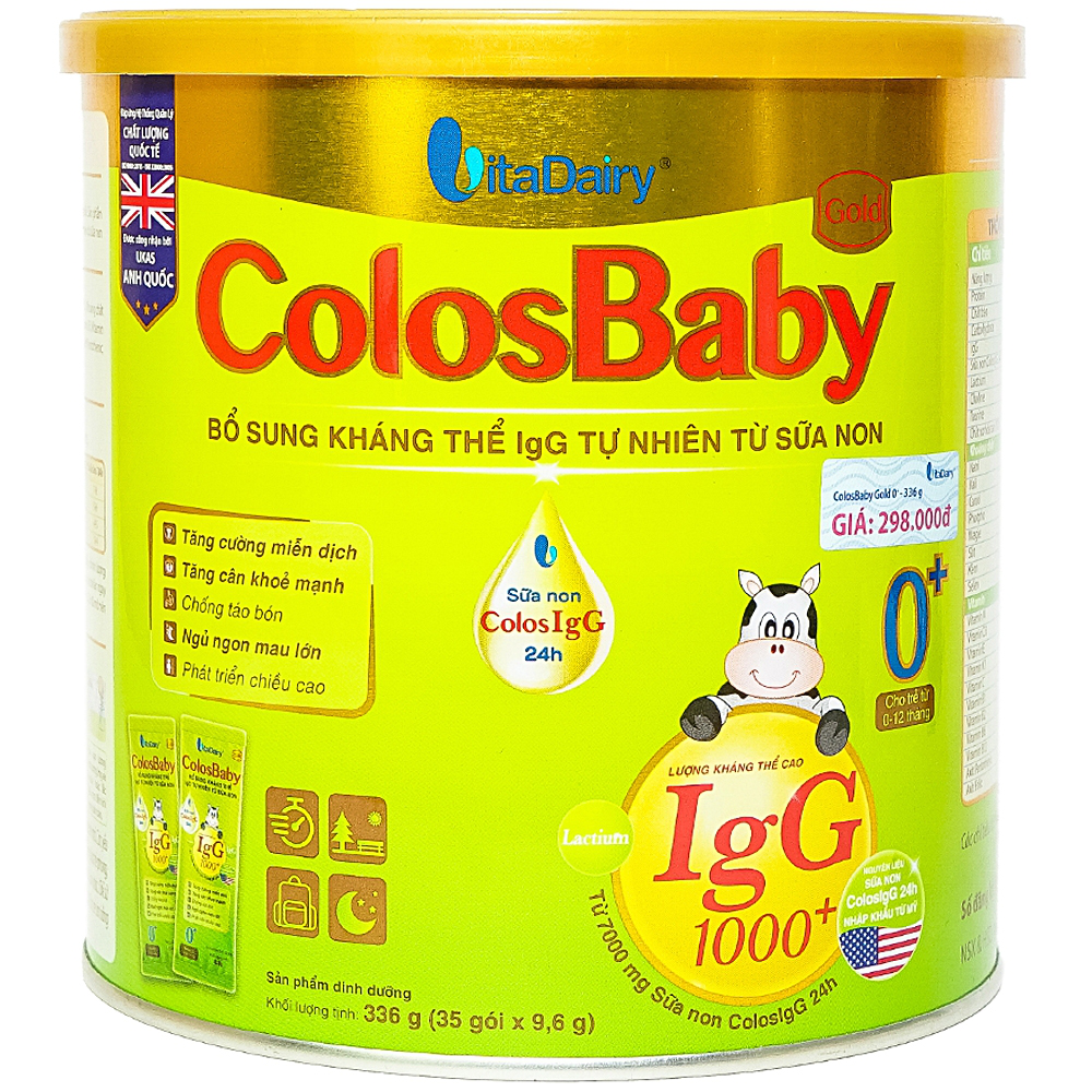 Sữa non ColosBaby Gold VitaDairy bổ sung kháng thể IgG tự nhiên (35 gói x 9.6g)