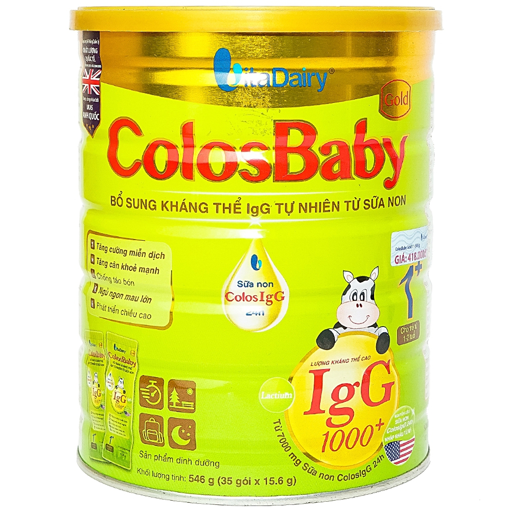 Sữa non ColosBaby Gold VitaDairy bổ sung kháng thể IgG tự nhiên cho trẻ từ 1 - 2 tuổi (35 gói x 15.6g)