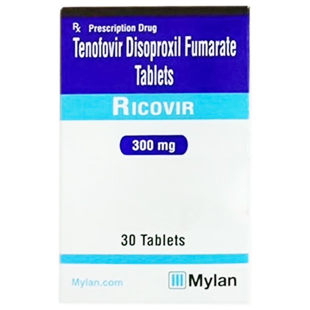 Thuốc Ricovir 300mg Mylan điều trị nhiễm virus HIV-1, viêm gan B (30 viên)