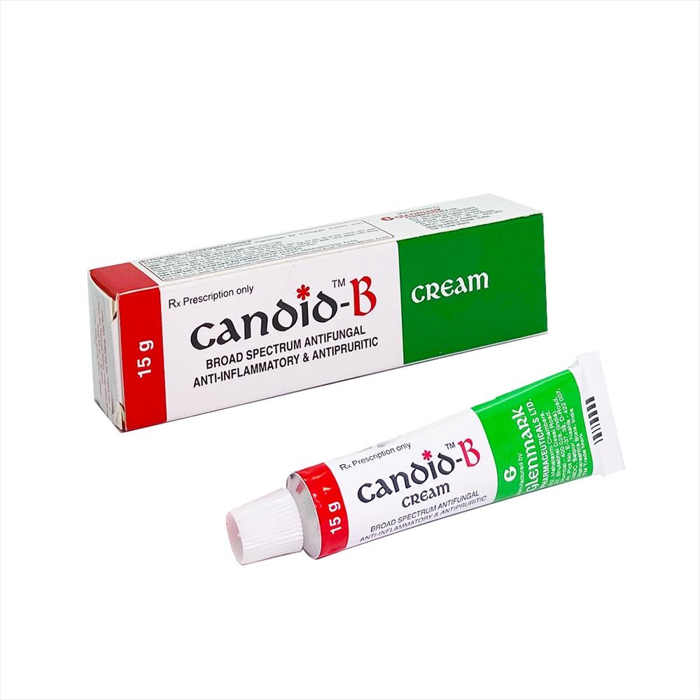 Kem bôi Candid-B Cream Glenmark điều trị nhiễm nấm da, nấm Candida (15g)