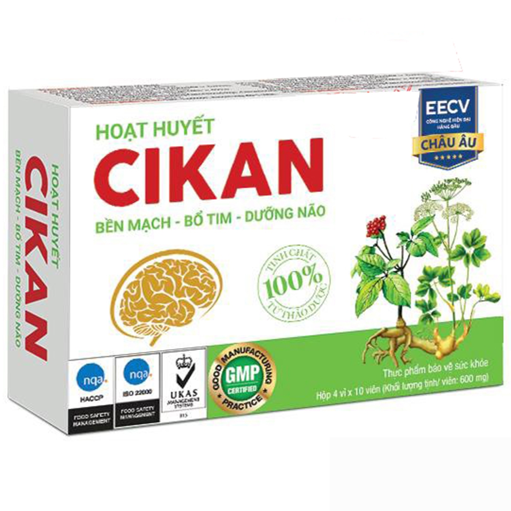 Viên uống Hoạt Huyết Cikan Anvy bền mạch, bổ tim, dưỡng não (4 vỉ x 10 viên)