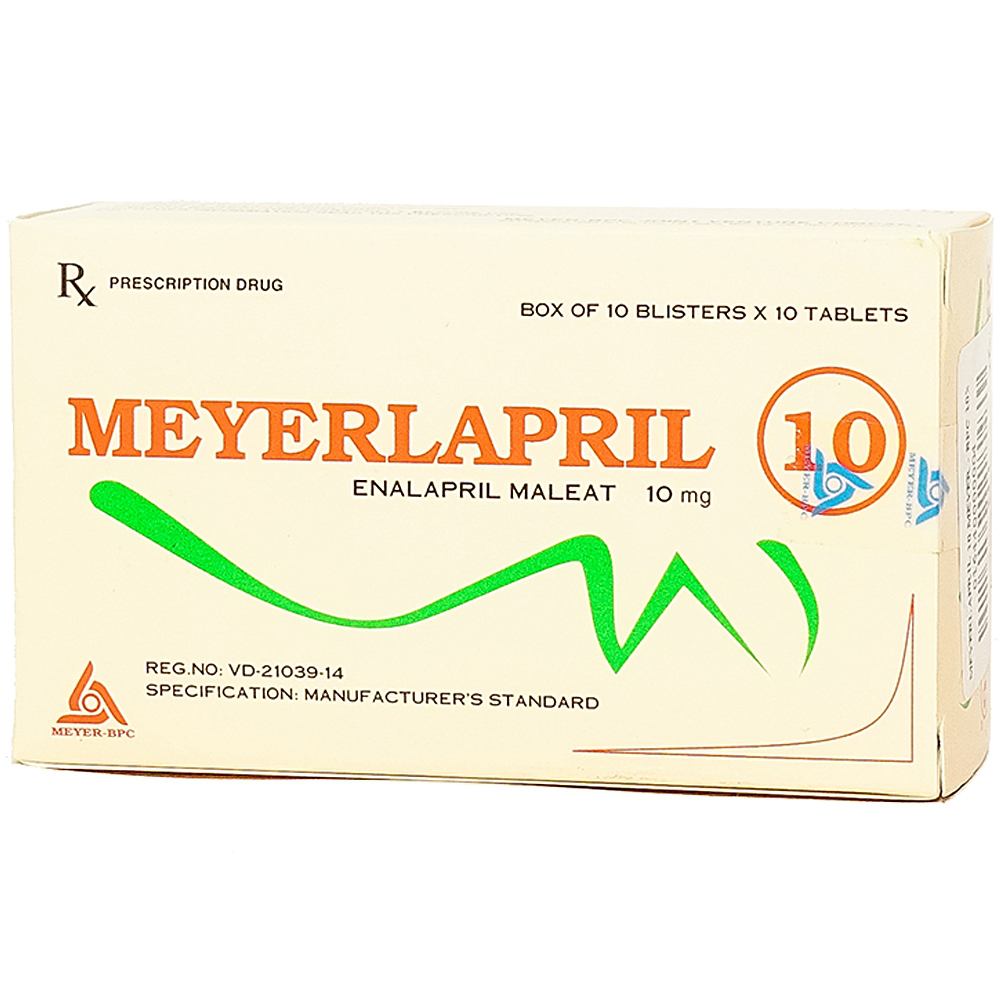 Viên nén Meyerlapril 10 Meyer - BPC hỗ trợ điều trị tăng huyết áp, suy tim (10 vỉ x 10 viên)