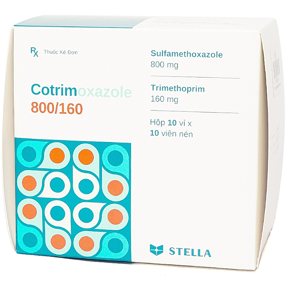 Thuốc Cotrimoxazole 800/160 Stella điều trị nhiễm khuẩn (10 vỉ x 10 viên)