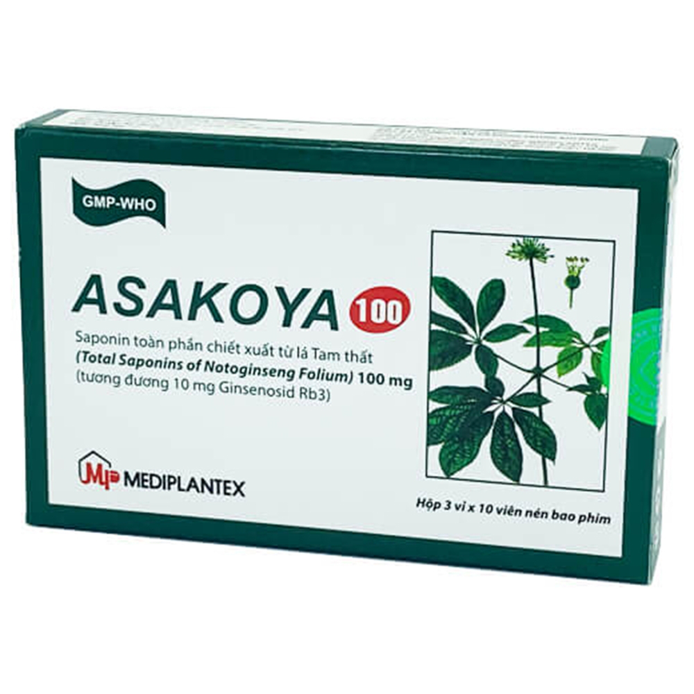 Thuốc Asakoya 100mg Mediplantex giảm đau, làm dịu thần kinh (3 vỉ x 10 viên)