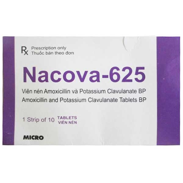 Thuốc Nacova-625 Micro điều trị nhiễm khuẩn (1 vỉ x 10 viên)