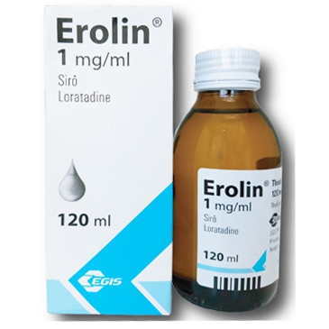 Siro Erolin 1mg/ml Egis Pharma điều trị viêm mũi dị ứng và mày đay tự phát mạn tính (120ml)