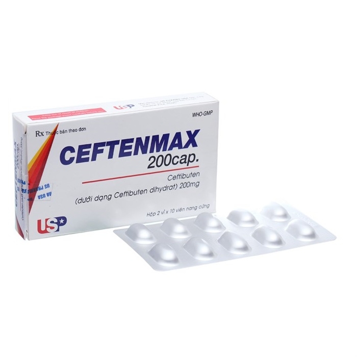 Thuốc Ceftenmax 200mg USP điều trị nhiễm khuẩn đường hô hấp (2 vỉ x 10 viên)