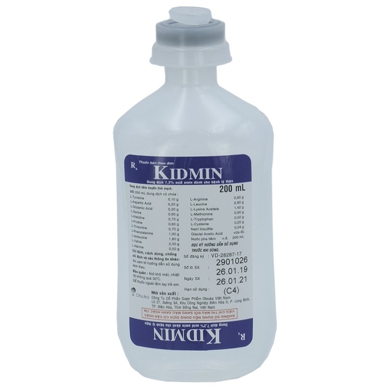 Dung dịch tiêm truyền Kidmin Otsuka cung cấp các acid amin (200ml)