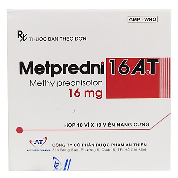 Thuốc Metpredni 16 A.T kháng viêm, chống dị ứng, điều trị viêm khớp dạng thấp, lupus ban đỏ (10 vỉ x 10 viên)