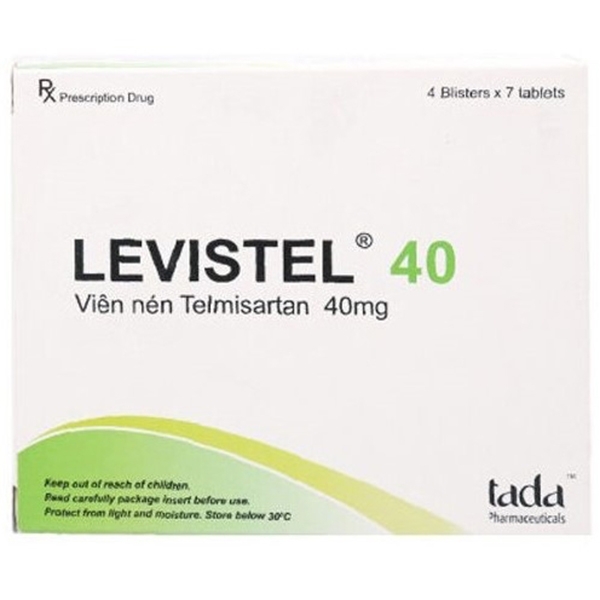 Viên nén Levistel 40 Tada Pharma điều trị tăng huyết áp vô căn (4 vỉ x 7 viên)