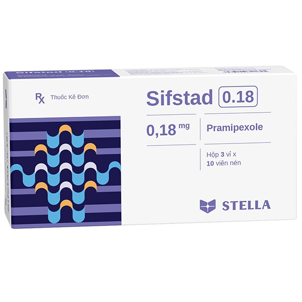 Thuốc Sifstad 0.18mg Stella điều trị các dấu hiệu và triệu chứng của bệnh Parkinson (3 vỉ x 10 viên)