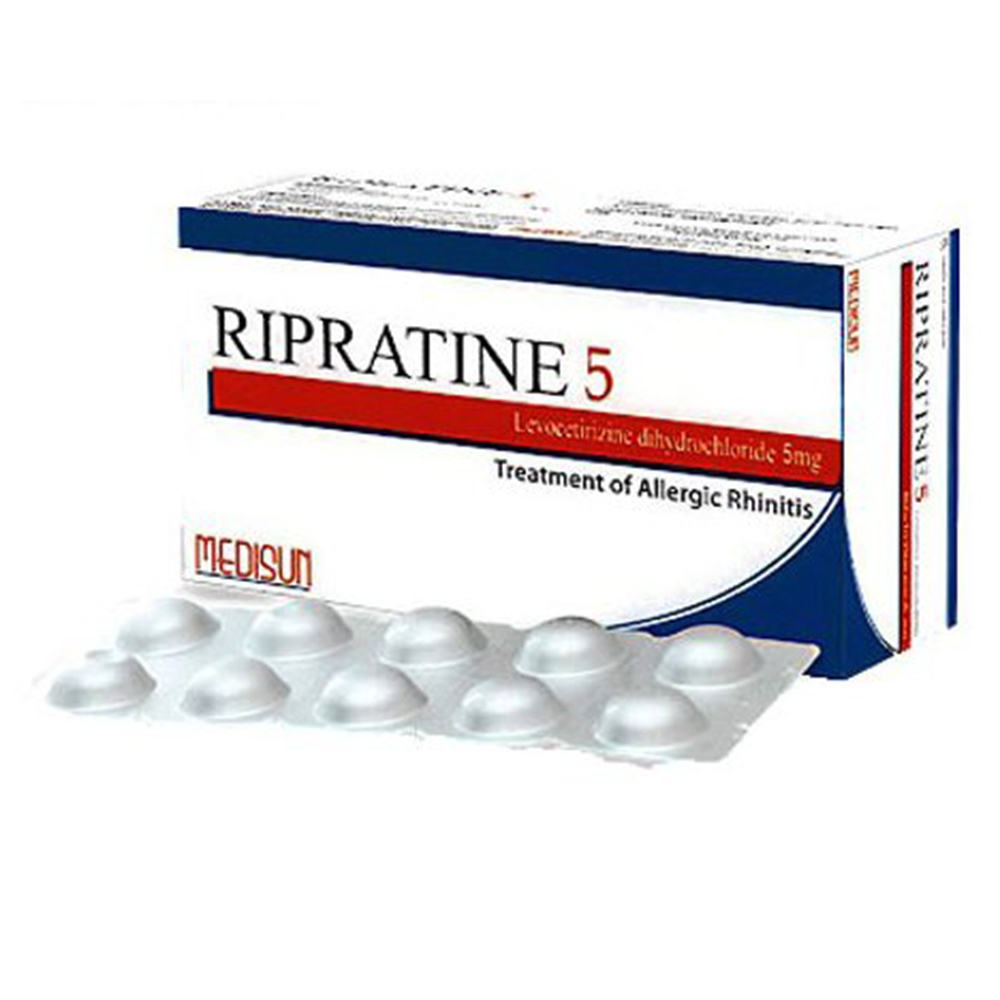 Thuốc Ripratine 5 Medisun giảm viêm mũi dị ứng (3 vỉ x 10 viên)