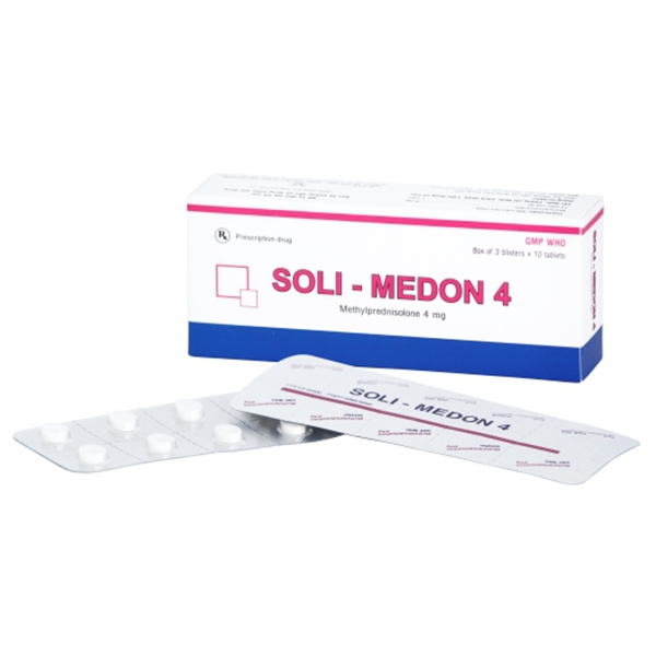 Thuốc Soli - Medon 4 Bidiphar điều trị viêm khớp dạng thấp (3 vỉ x 10 viên)