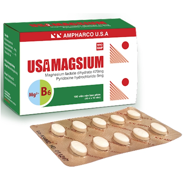 Thuốc Usamagsium Ampharco điều trị thiếu magnesi (10 vỉ x 10 viên)