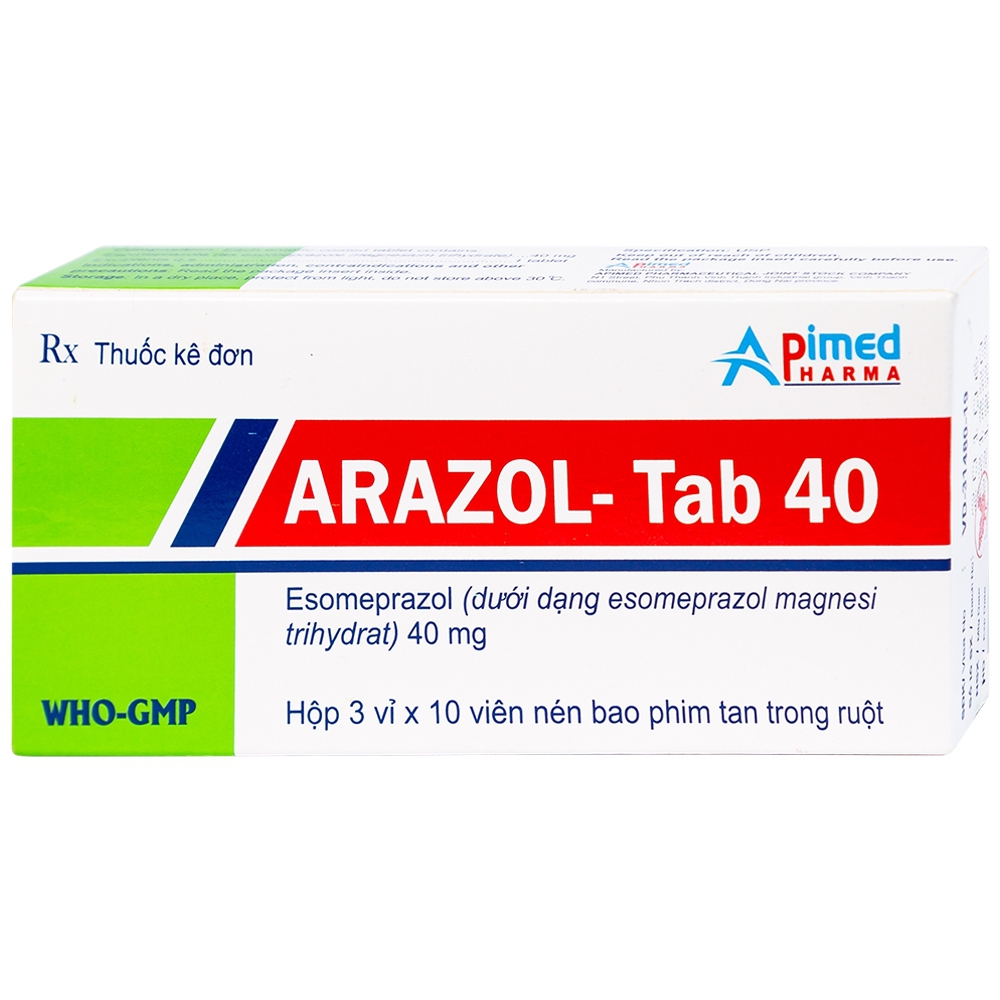 Thuốc Arazol-Tab 40 Apimed điều trị bệnh trào ngược dạ dày - thực quản (3 vỉ x 10 viên)