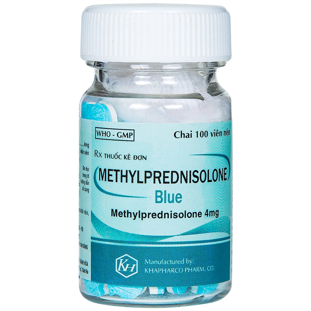 Thuốc Methylprednisolone Blue 4mg Khapharco kháng viêm, điều trị rối loạn nội tiết (100 viên)