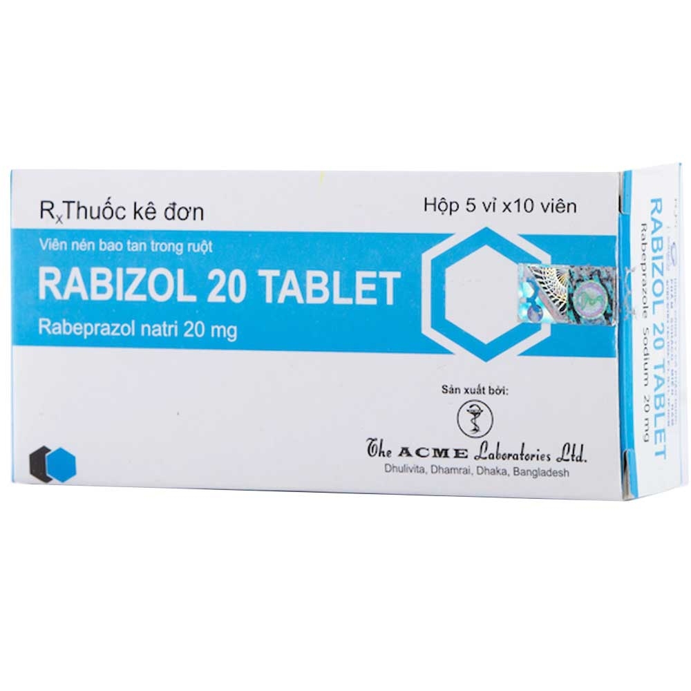 Thuốc Rabizol 20 Tablet Acme điều trị loét dạ dày, tá tràng (5 vỉ x 10 viên)