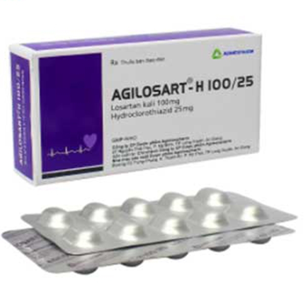 Thuốc Agilosart-H 100/25 Agimexpharm điều trị tăng huyết áp (3 vỉ x 10 viên)