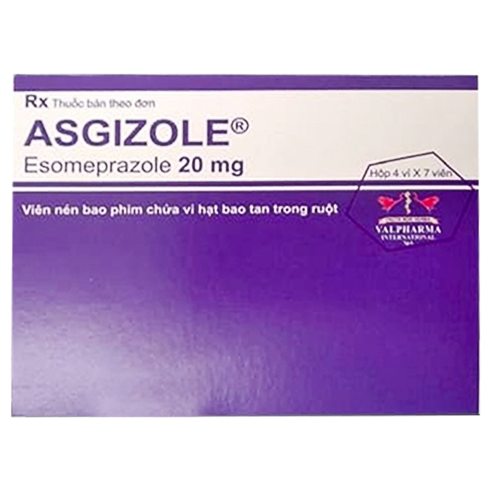 Thuốc Asgizole 20mg Valpharma điều trị loét dạ dày - tá tràng lành tính, hội chứng Zollinger - Ellison (4 vỉ x 7 viên)