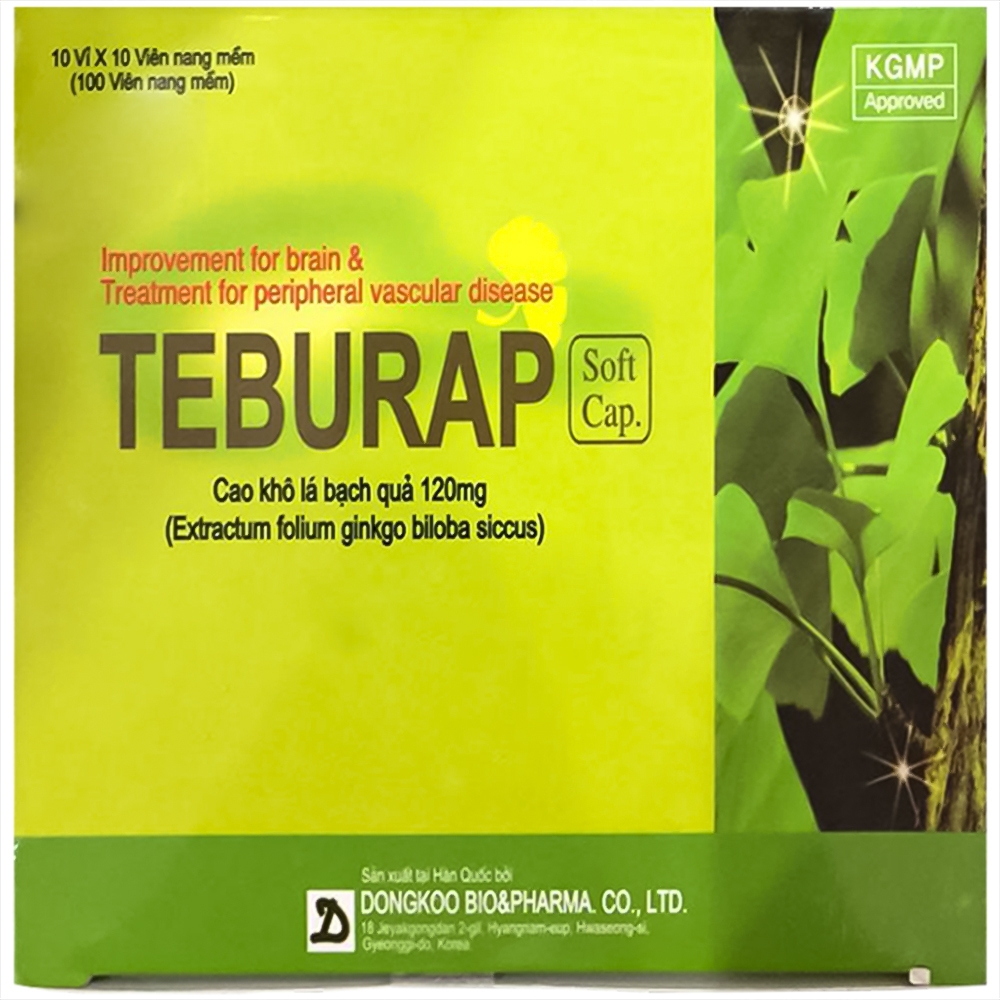 Viên nang mềm Teburap 120mg Dongkoo điều trị rối loạn tuần hoàn ngoại biên (10 vỉ x 10 viên)