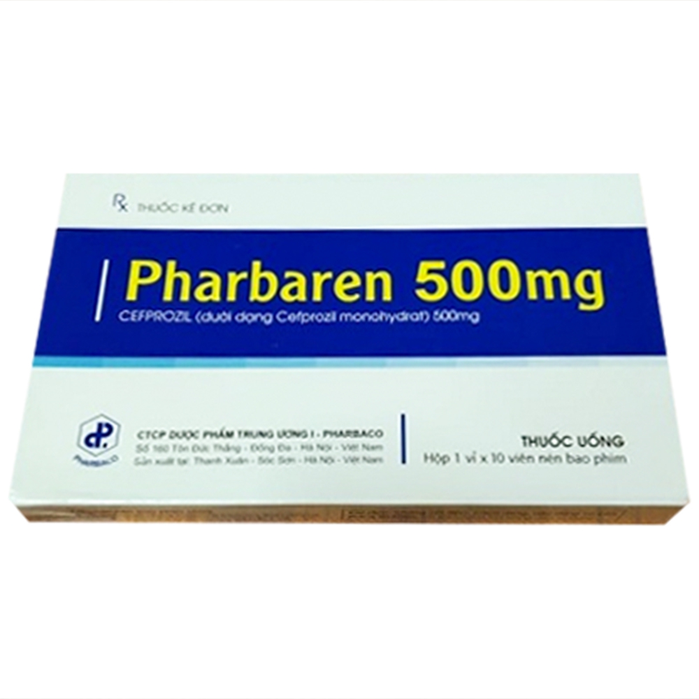 Thuốc uống Pharbaren 500mg điều trị viêm họng, viêm amidan, viêm tai giữa, viêm xoang cấp (1 vỉ x 10 viên)