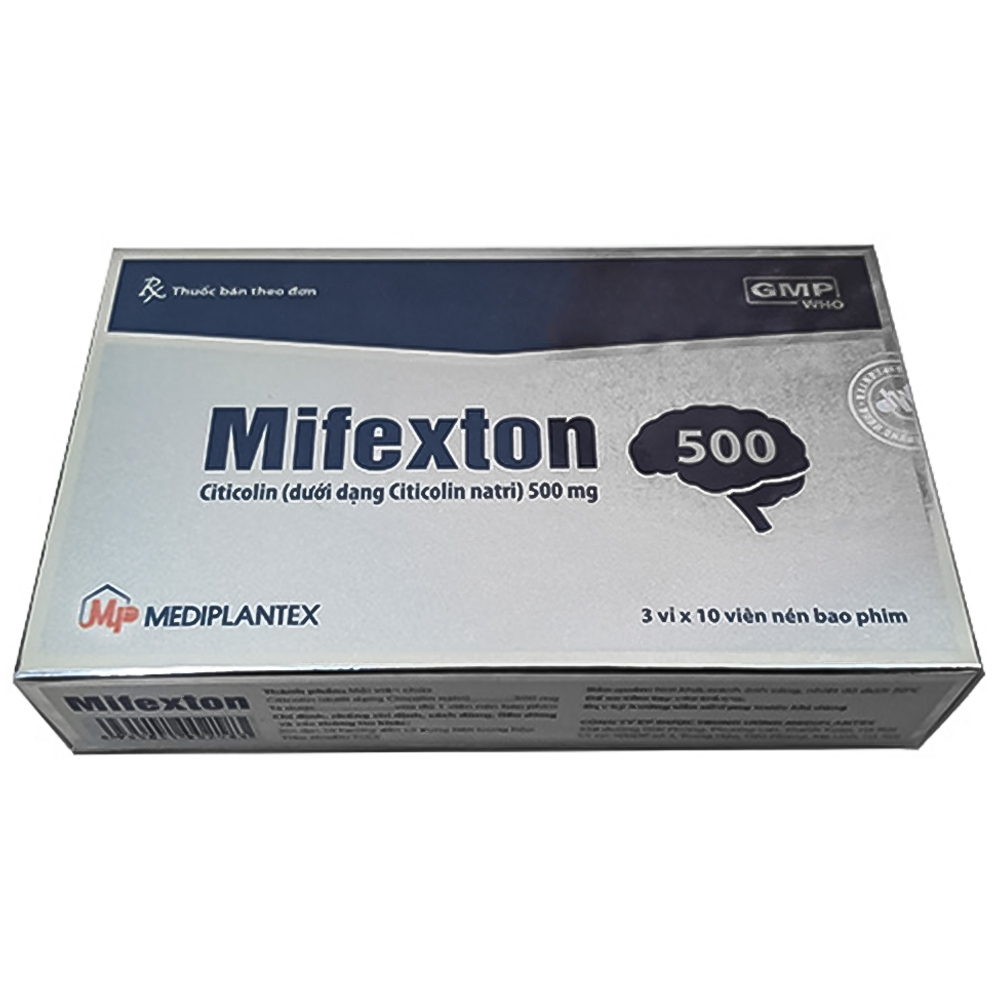 Thuốc Mifexton 500 Mediplantex điều trị bệnh não cấp tính, mạn tính và điều trị Parkinson (3 vỉ x 10 viên)