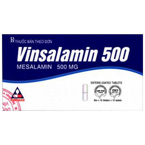 Thuốc Vinsalamin 500 Vinphaco điều trị viêm loét đại trực tràng chảy máu, bệnh Crohn (3 vỉ x 10 viên)