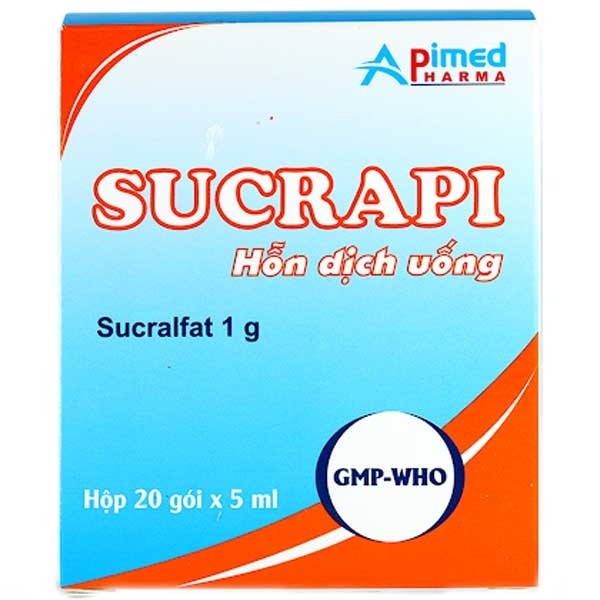 Thuốc Sucrapi 1000mg/5ml Apimed điều trị loét dạ dày tá tràng (20 gói)