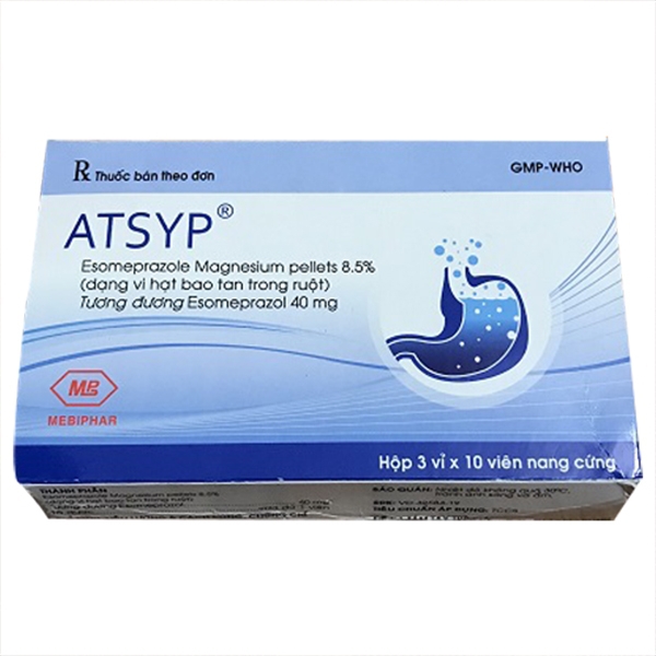 Thuốc Atsyp 40mg Mebiphar điều trị trào ngược dạ dày, viêm thực quản (3 vỉ x 10 viên) 