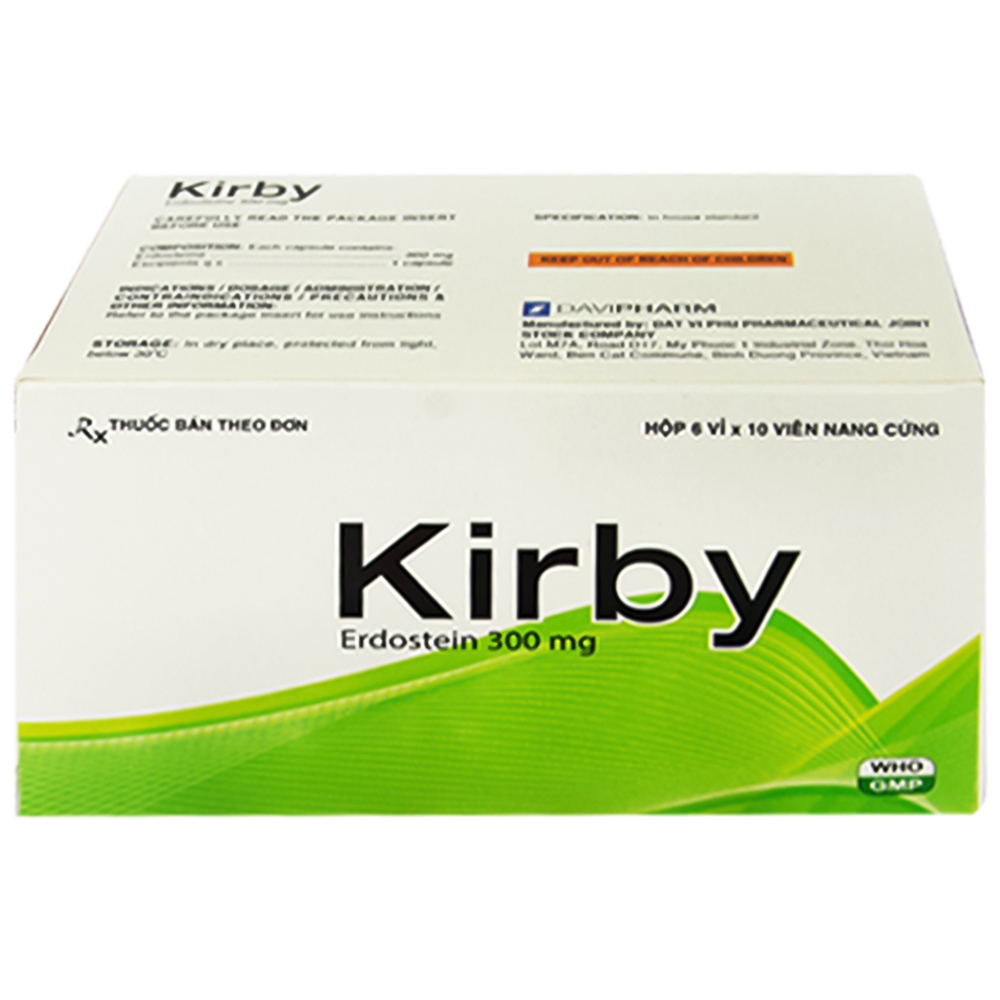 Viên nang cứng Kirby 300mg Đạt Vi Phú điều trị ho đờm, viêm phế quản (6 vỉ x 10 viên)