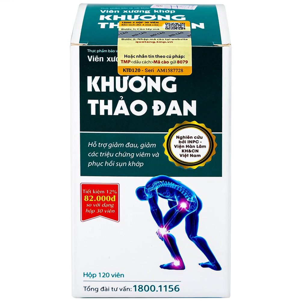 Viên xương khớp Khương Thảo Đan hỗ trợ làm trơn khớp và phục hồi sụn khớp (120 viên)