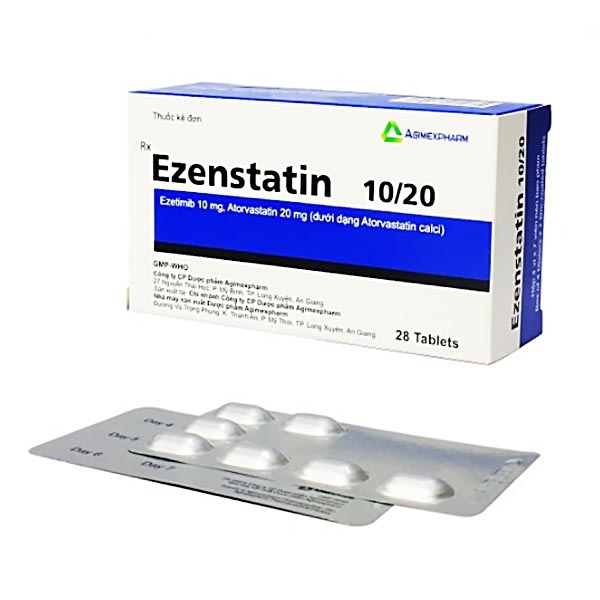 Thuốc Ezenstatin 10/20 Agimexpharm dự phòng biến cố tim mạch (4 vỉ x 7 viên)