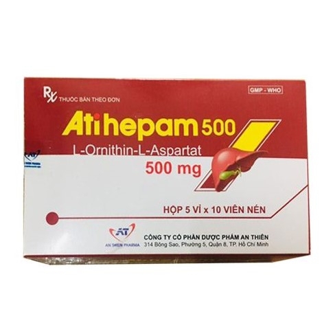 Thuốc Atihepam 500 An Thiên điều trị viêm gan mạn tính, gan nhiễm mỡ, bệnh não gan (5 vỉ x 10 viên)