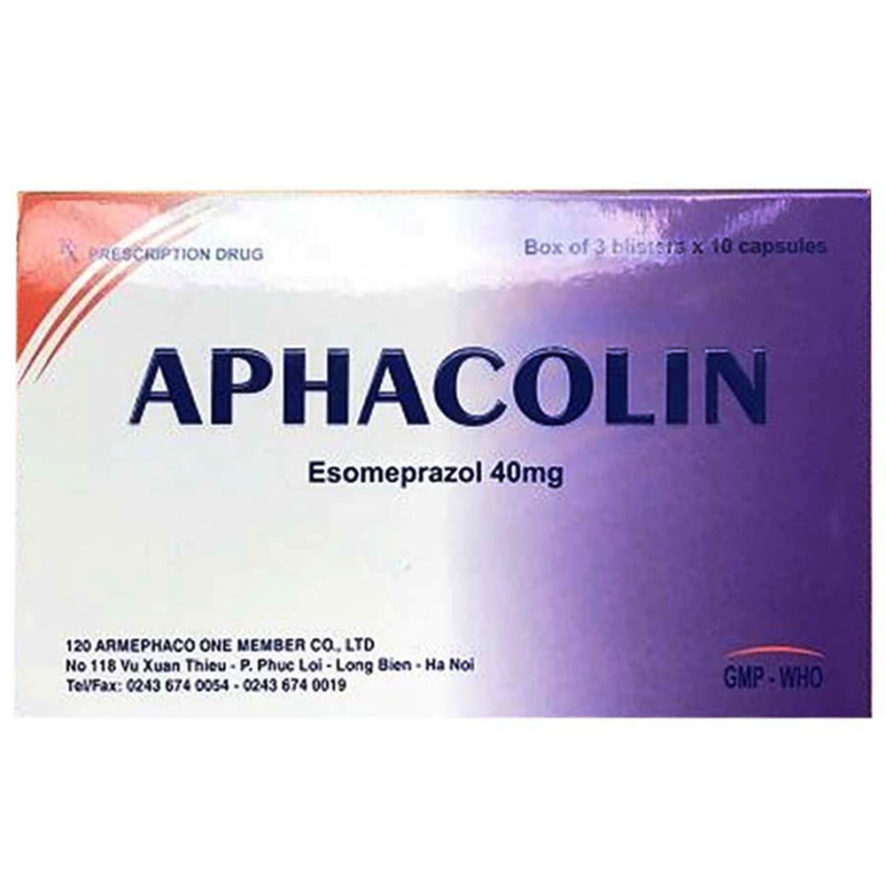 Thuốc Aphacolin 40mg Armephaco điều trị trào ngược dạ dày, thực quản (3 vỉ x 10 viên)