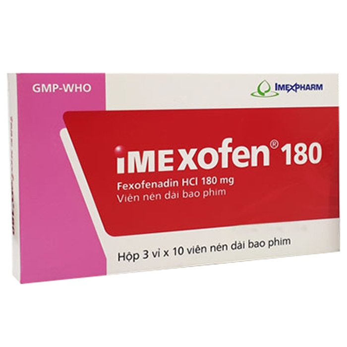 Thuốc Imexofen 180 Imexpharm giảm mày đay vô căn mạn tính (3 vỉ x 10 viên)