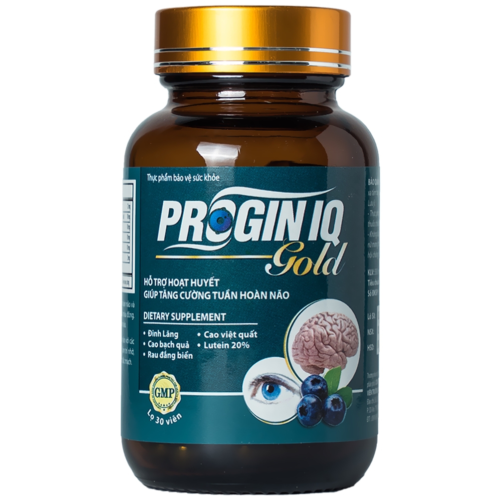 Viên uống Progin IQ Gold Medistar hỗ trợ hoạt huyết, giúp tăng cường tuần hoàn não (30 viên)