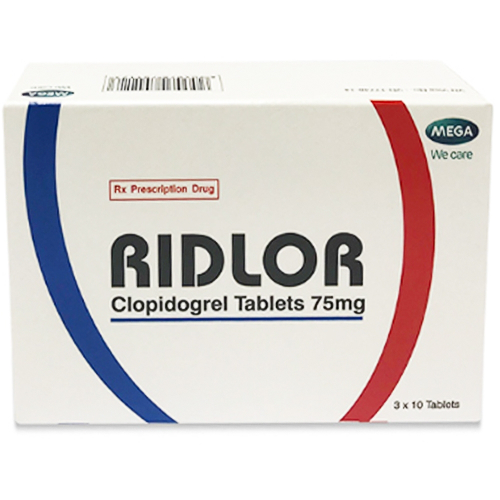 Thuốc Ridlor 75mg MSN ngăn ngừa tai biến đông máu (3 vỉ x 10 viên)