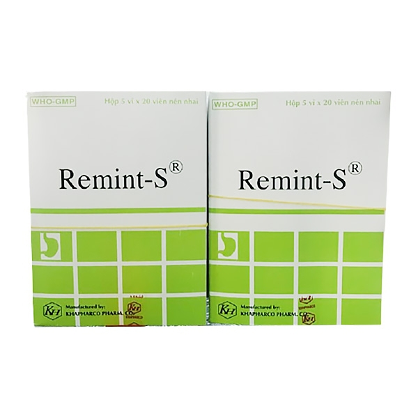 Thuốc Remint-S Khapharco điều trị đau dạ dày do tăng tiết acid, viêm loét dạ dày - tá tràng (5 vỉ x 20 viên)