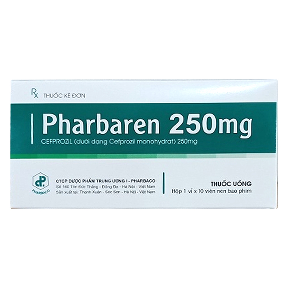 Thuốc Pharbaren 250mg Pharbaco điều trị nhiễm trùng nhẹ tới trung bình do các chủng vi khuẩn (1 vỉ x 10 viên)