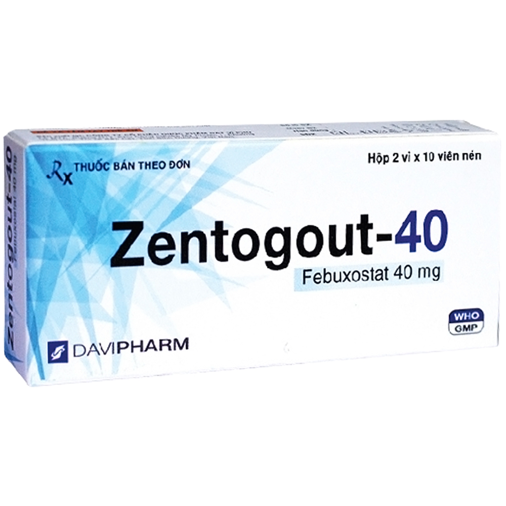 Thuốc  Zentogout-40 DaviPharm điều trị gout (2 vỉ x 10 viên)