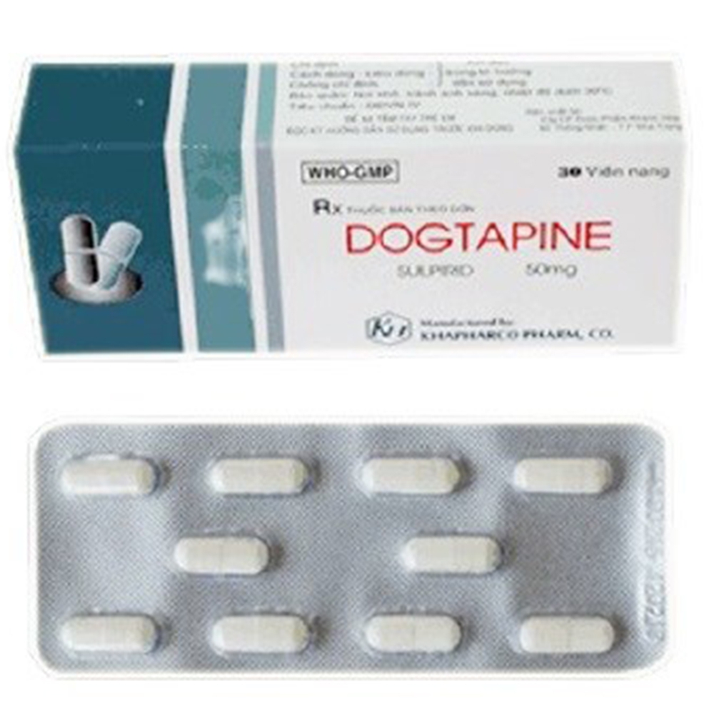 Thuốc Dogtapine 50mg Khapharco điều trị bệnh tâm thần phân liệt cấp và mạn tính (3 vỉ x 10 viên)