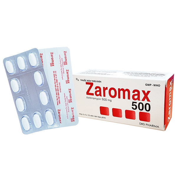 Thuốc Zaromax 500 DHG Pharma điều trị viêm phế quản, viêm phổi (3 vỉ x 10 viên)