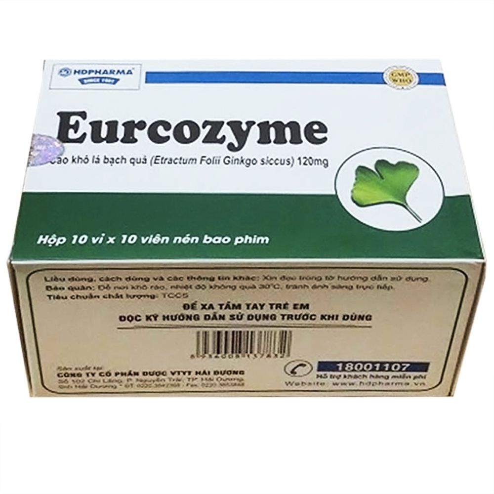 Thuốc Eurcozyme 120mg Hdpharma điều trị giảm trí nhớ, kém tập trung (10 vỉ x 10 viên)