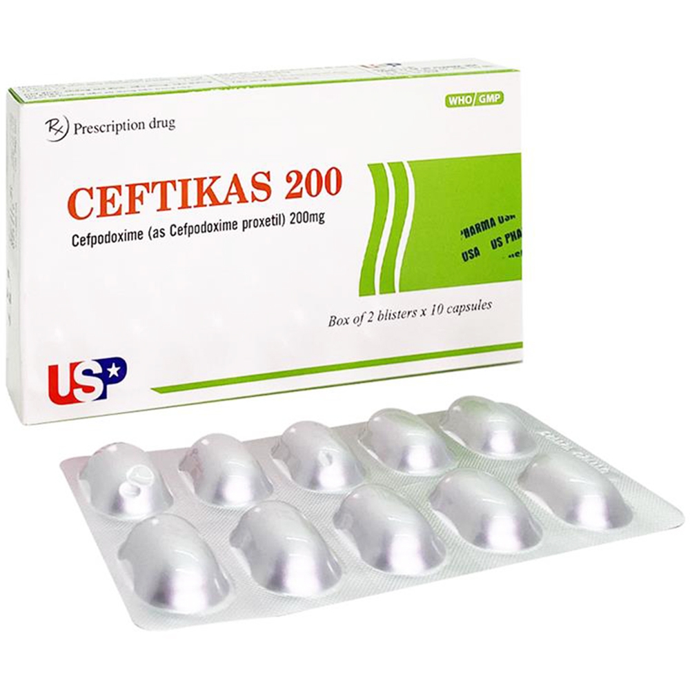 Thuốc Ceftikas 200mg US Pharma điều trị nhiễm khuẩn hô hấp (2 vỉ x 10 viên)