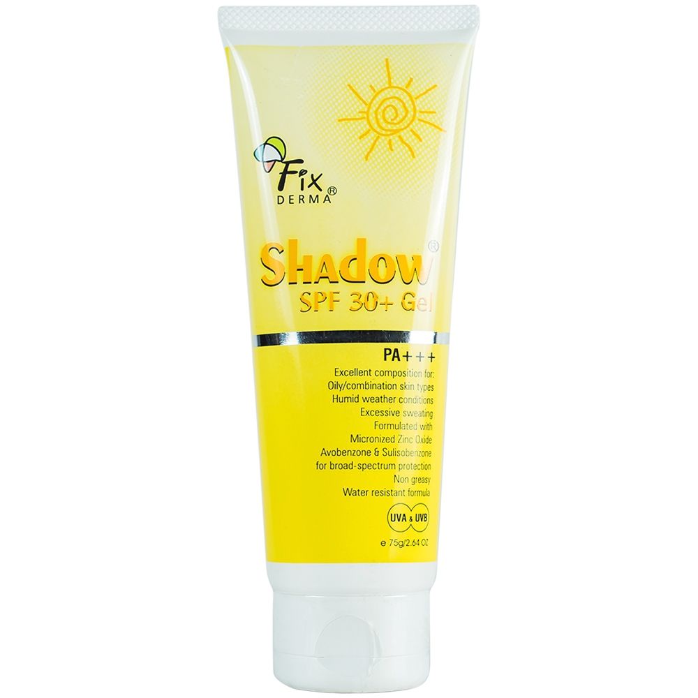Gel chống nắng Fixderma Shadow SPF30+ PA+++ dành cho da nhờn, hỗn hợp, da ra nhiều mồ hôi (75g)