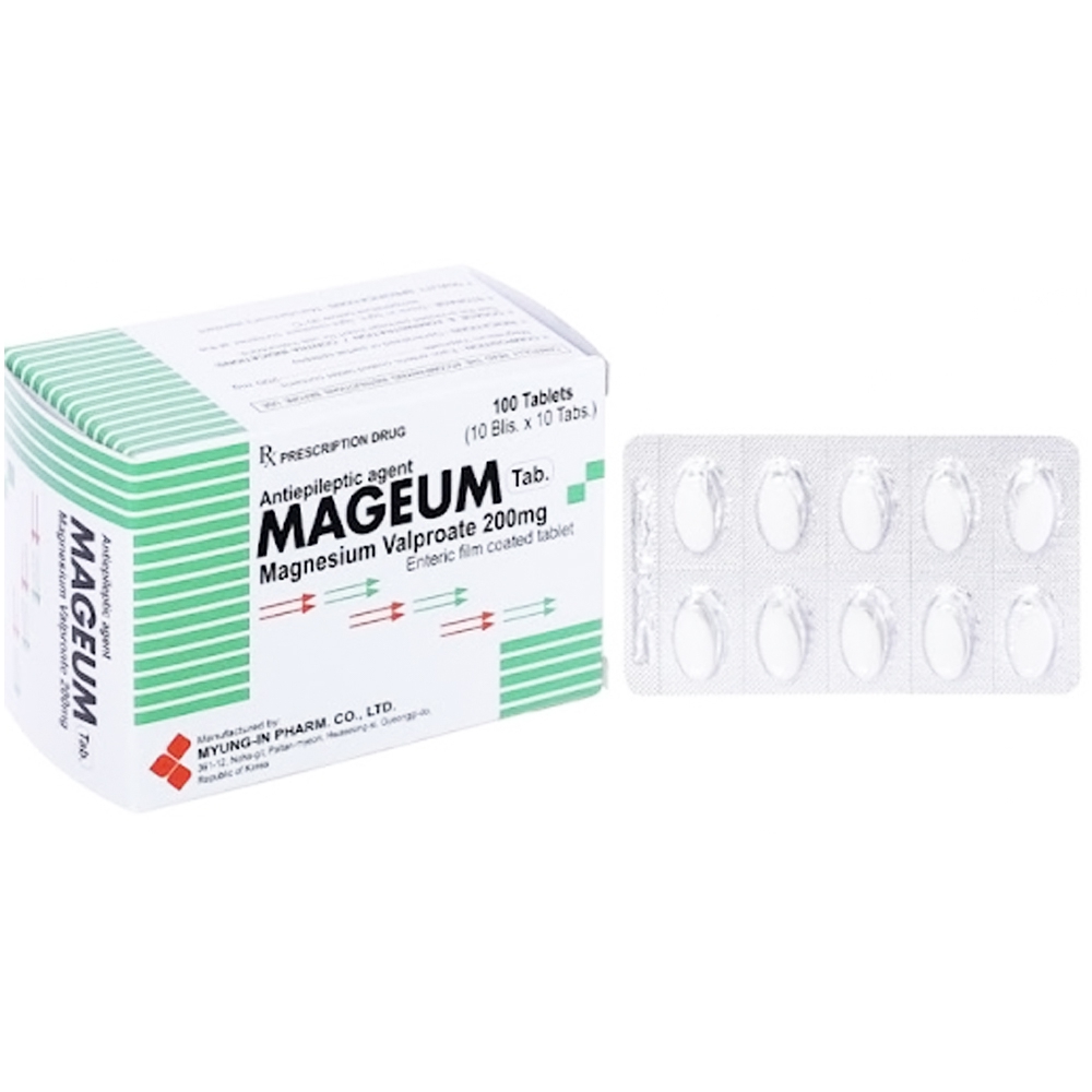 Thuốc Mageum 200mg Myung-In Pharm điều trị bệnh động kinh (10 vỉ x 10 viên)