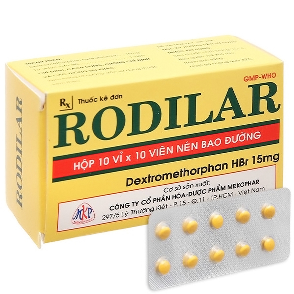 Thuốc Rodilar 15mg điều trị ho do họng và phế quản bị kích thích (10 vỉ x 10 viên)