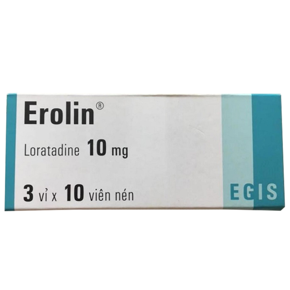 Thuốc Erolin 10mg Egis Pharma điều trị viêm mũi dị ứng, mày đay (30 viên)