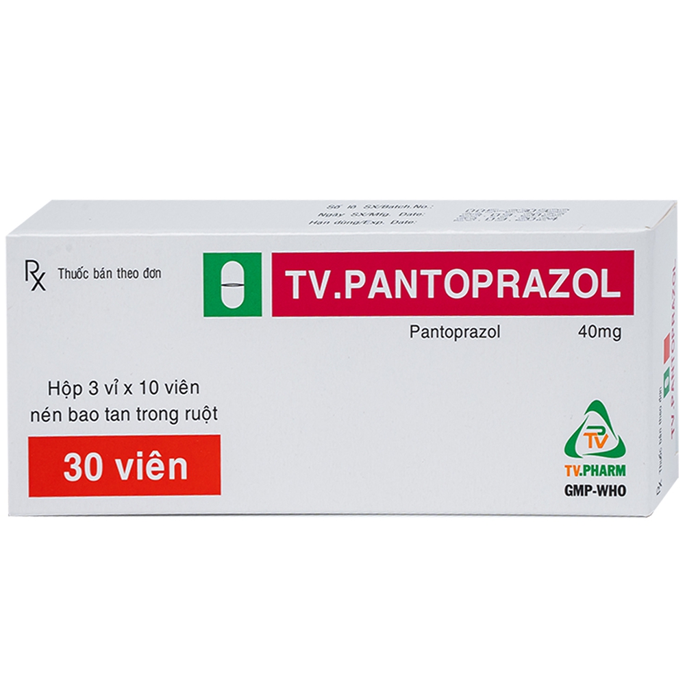 Thuốc TV.Pantoprazol 40mg TV.Pharm điều trị loét dạ dày, tá tràng, viêm thực quản trào ngược (3 vỉ x 10 viên)