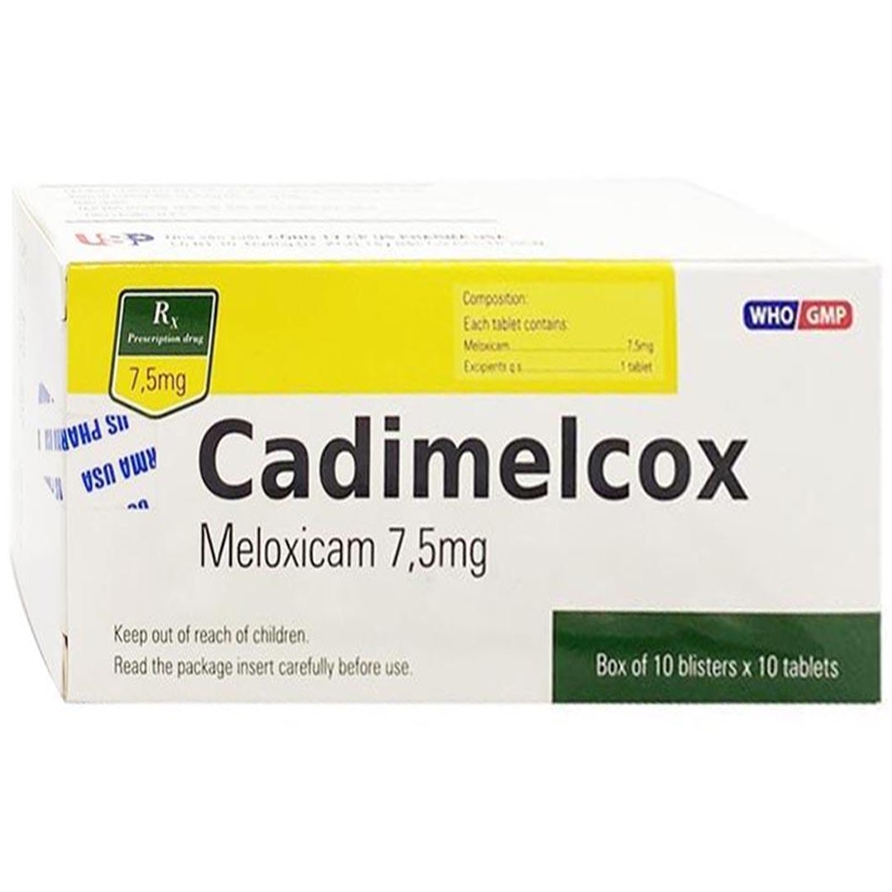 Thuốc Cadimelcox 7,5mg USP điều trị viêm đau xương khớp, viêm khớp dạng thấp (10 vỉ x 10 viên)